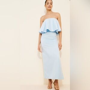 BHLDN Strapless Light Blue Maxi Dress